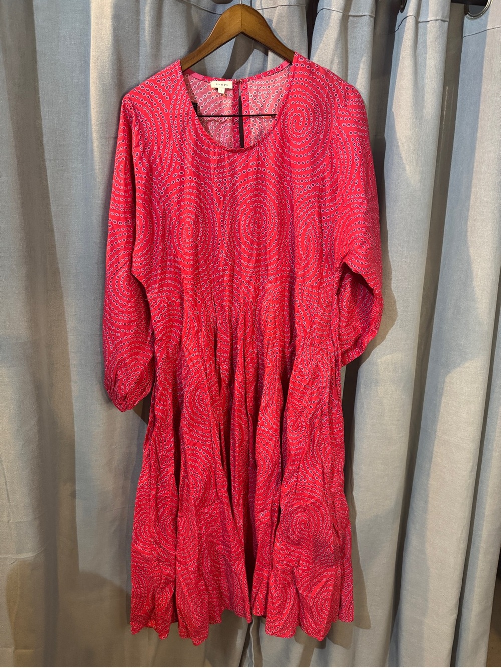 RHODE Bubblegum Pink Printed Long Sleeve Midi Dress